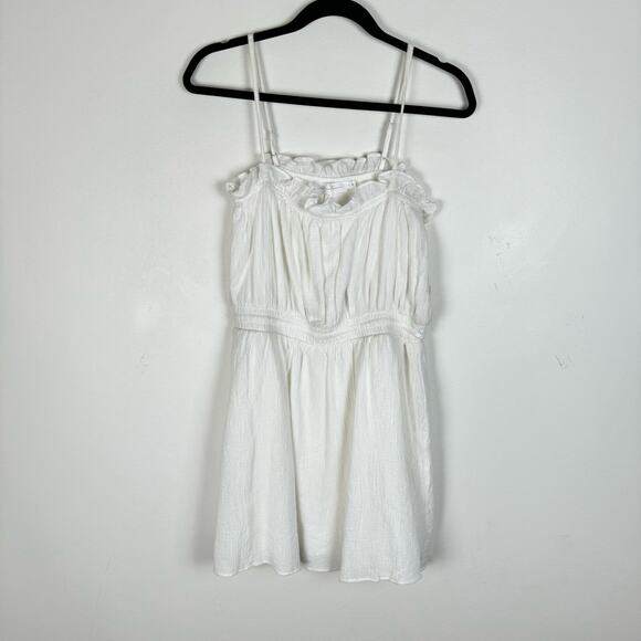 All in Favor Cotton Gauze White Sleeveless Mini Dress Size Large Beach Coquette - Picture 6 of 11